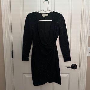 Warren Petites from Saks size 2 Sequin Wrap Cocktail/Party Dress Black